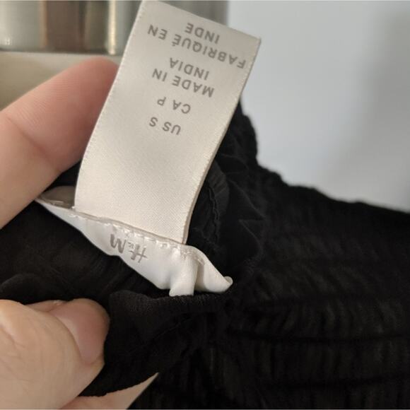 Women's H&M Semi Sheer Smocked Neck Dress Small Holiday Cocktail Formal Party - Picture 4 of 6